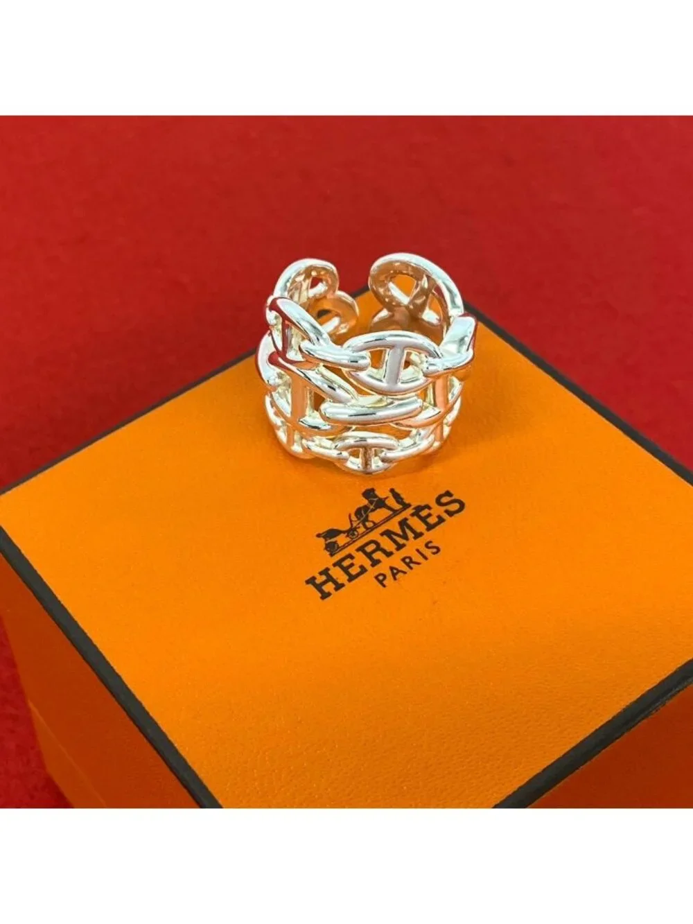 Hermes Chaine D'ancre GM Ring 925 Sterling Silver Accessory